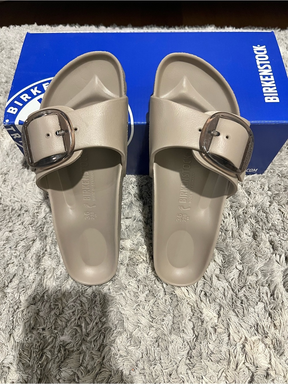 New Birkenstock Madrid Big Buckle Sandal Gray Taupe - 36
